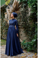 Flora Evening Dress Navy Blue