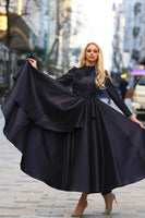 Pearl Evening Dress Navy Blue