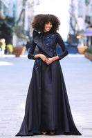 Silk Evening Dress Navy Blue